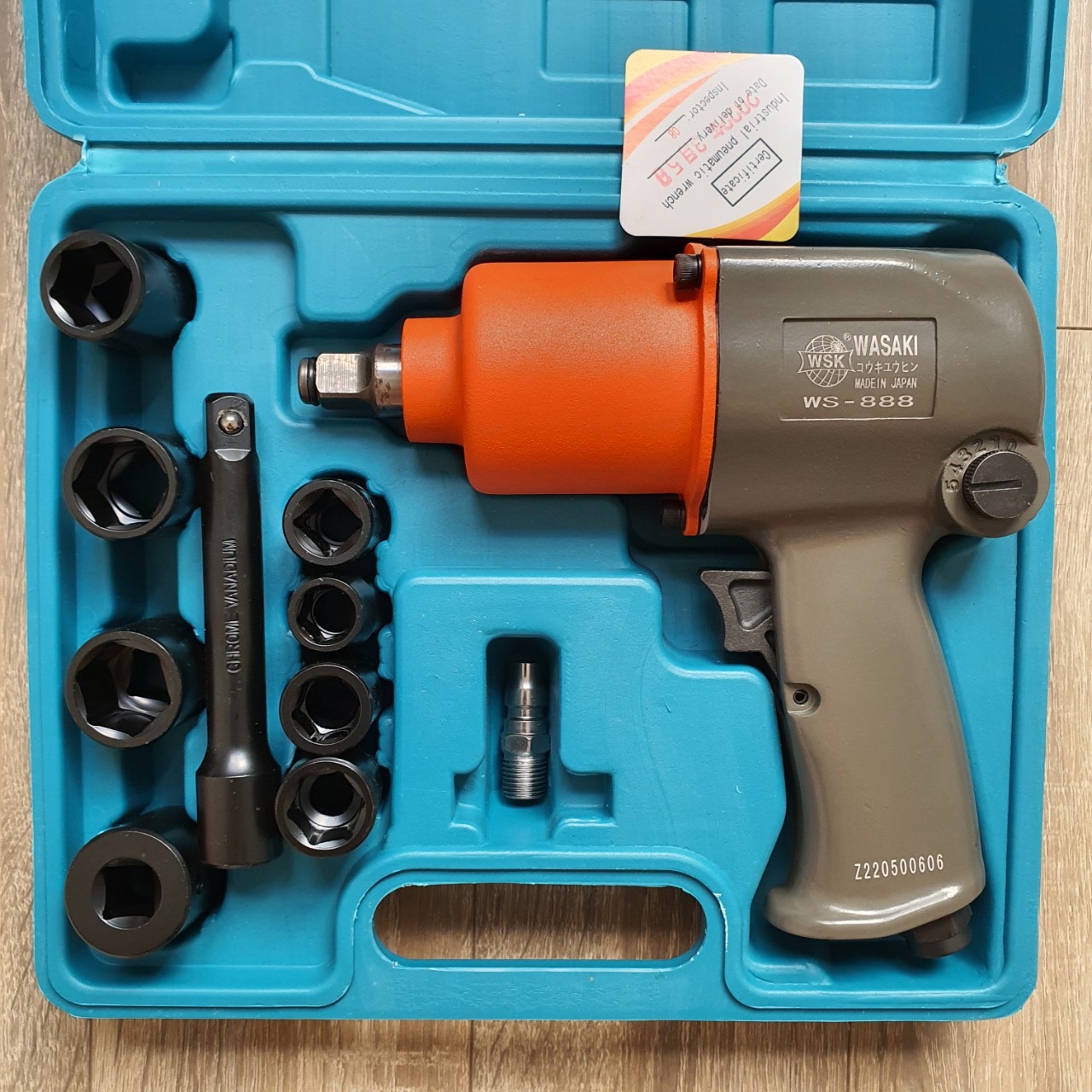 Bộ Máy bắn bulong kèm khẩu hãng WASAKI Nhật Bản 2 búa khí nén hệ 1/2 inch lực siết max 650Nm, BH 24 tháng diy-vietnam