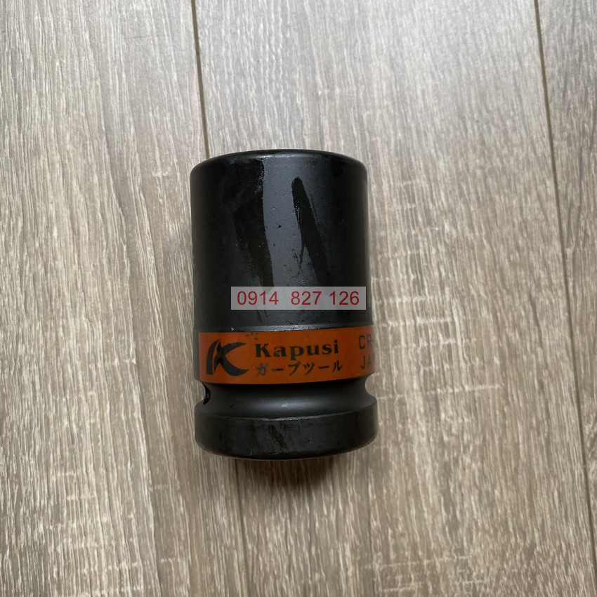 Đầu tuýp khẩu ngắn đen 1inch KAPUSI Nhật Bản cỡ từ 21-46mm, 6 cạnh thép Cr-Mo