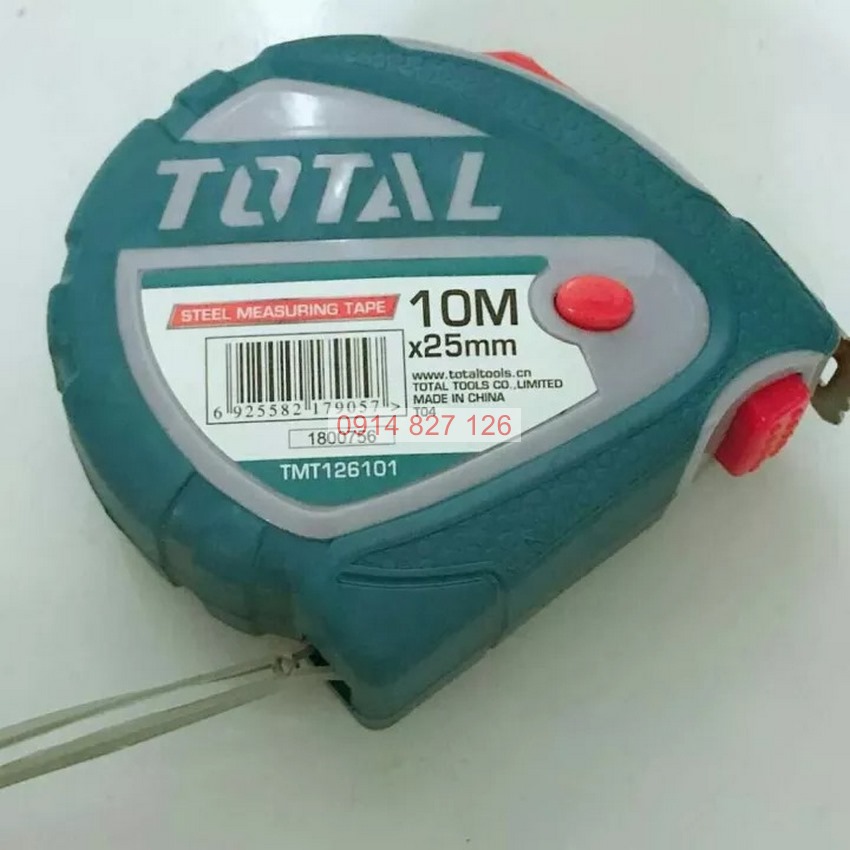Thước kéo thép nền vàng dài 10m, rộng 25mm TOTAL TMT126101