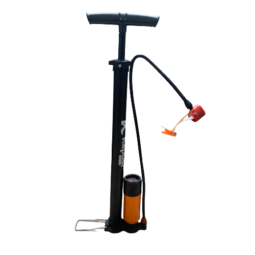 Bơm xe bằng tay có đồng hồ màu cam Kapusi Japan K-3041