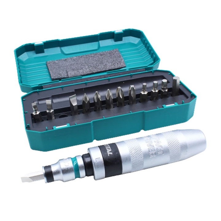 Bộ tua vít đa năng đóng tự động kèm 13 đầu bắn vít Total THIDS1301 đầu vặn vít thép cr-v mạ niken