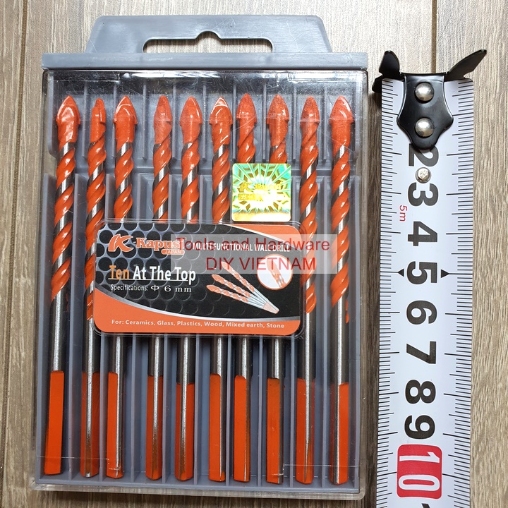 Bộ Mũi khoan đa năng hãng Kapusi K-3503, K-3504, K-3505, K-3506 các cỡ 12mm 10mm 8mm 6mm, có tem chống hàng giả