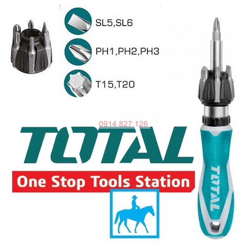 Bộ tua vít đa năng 8 chi tiết TOTAL TACSD30086 chất liệu hợp kim cứng cáp, chịu lực cao