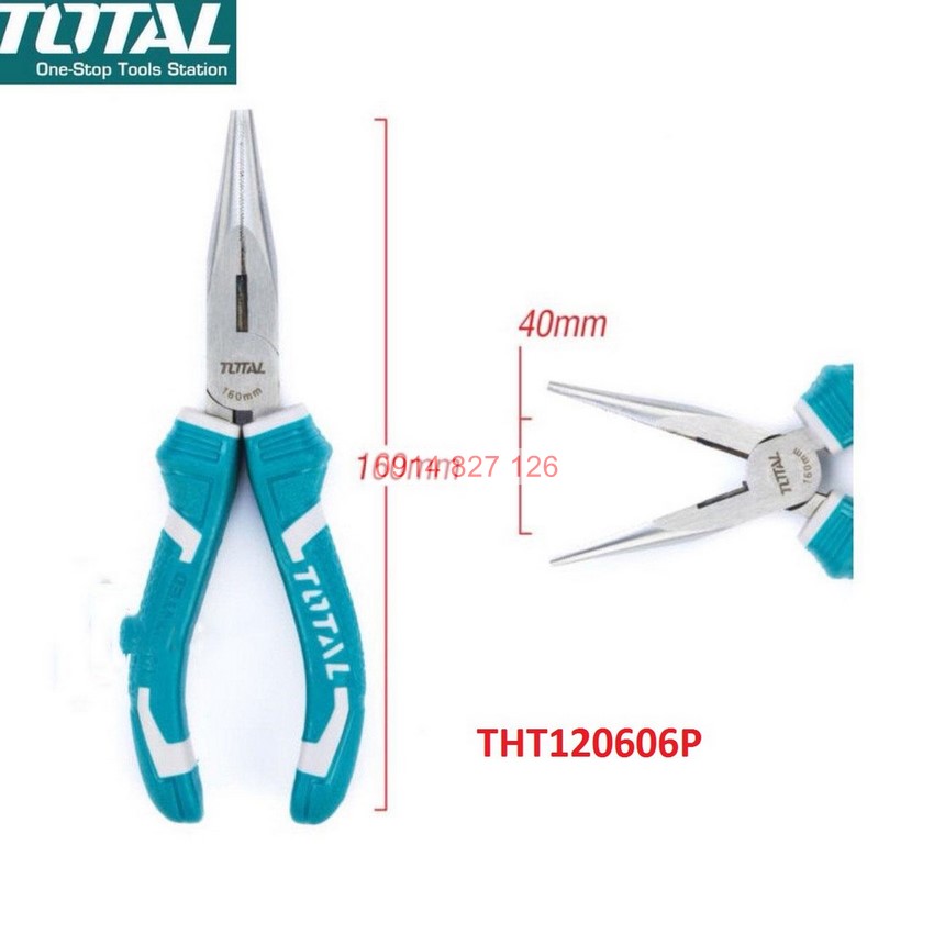Kìm cắt mỏ nhọn dài TOTAL THT120606P 6inch kềm mỏ dài thép Cr-V siêu cứng chống rỉ sét