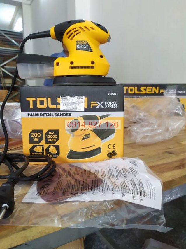 Mày chà nhám tam giác 200W TOLSEN 79561, đế nhám 140x140x90mm, độ nhám cao, cách điện kép