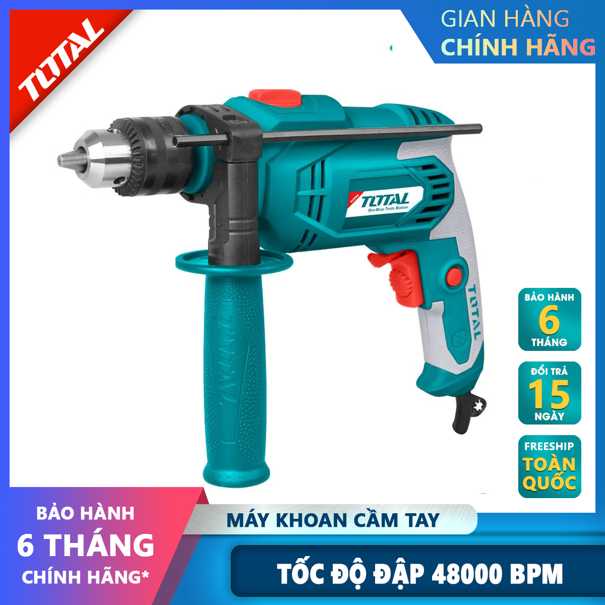 Máy khoan cầm tay Total 550-1010w có búa, chỉnh tốc, đầu kẹp 1.5-13mm
