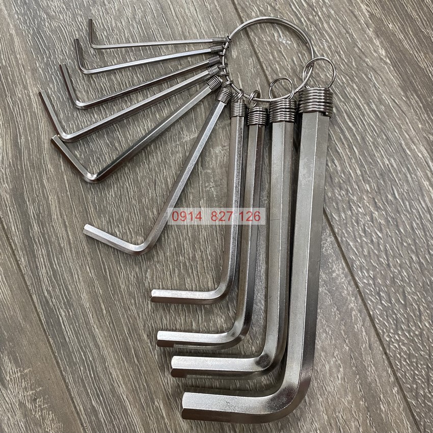 Bộ móc khóa lục giác chữ L KAPUSI Japan, 10 cây cỡ từ 1,5 - 10mm thép CR-V