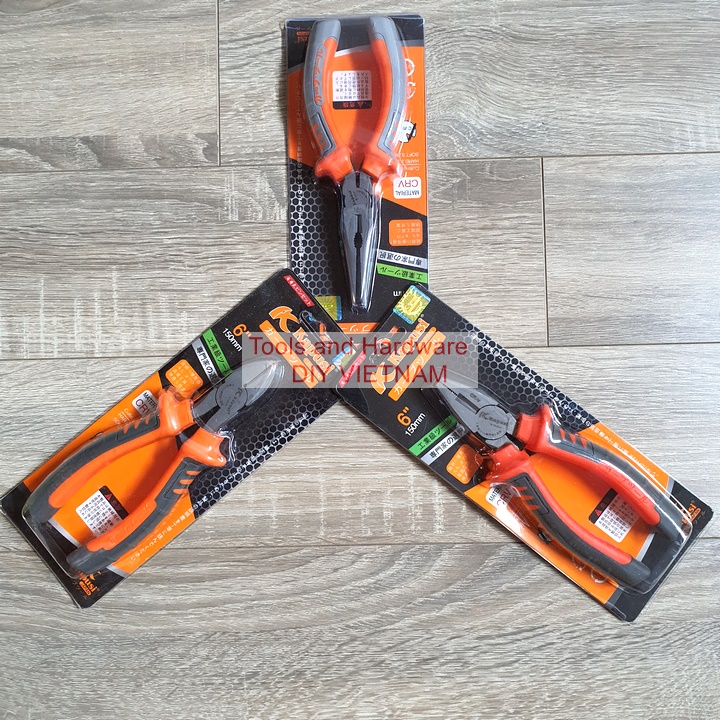 Bộ 3 Kìm điện, Kìm Cắt, Kìm nhọn K-8033, K-8039, K-8036 hãng Kapusi cao cấp cỡ 6 inch/150mm