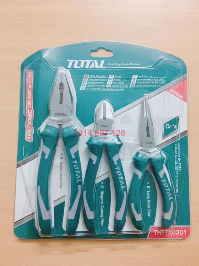 Bộ 3 kềm đa năng TOTAL THT1K0301 Kìm cắt kềm răng điện kềm mũi nhọn thép crv