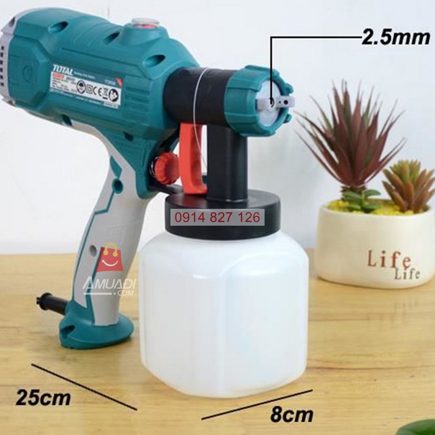 Máy phun sơn dùng điện TOTAL TT3506 220-240V~50/60Hz, Công suất 450W, 380ml / phút, 800ml