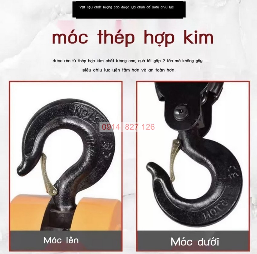Pa lăng xích 3 tấn KAPUSI K-6859, độ dài xích 6m hợp kim thép cứng chắc chịu tải lớn