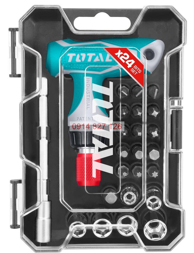 Bộ tua vít 24 chi tiết TOTAL TACSD30186 linh hoạt, chất liệu CR-V