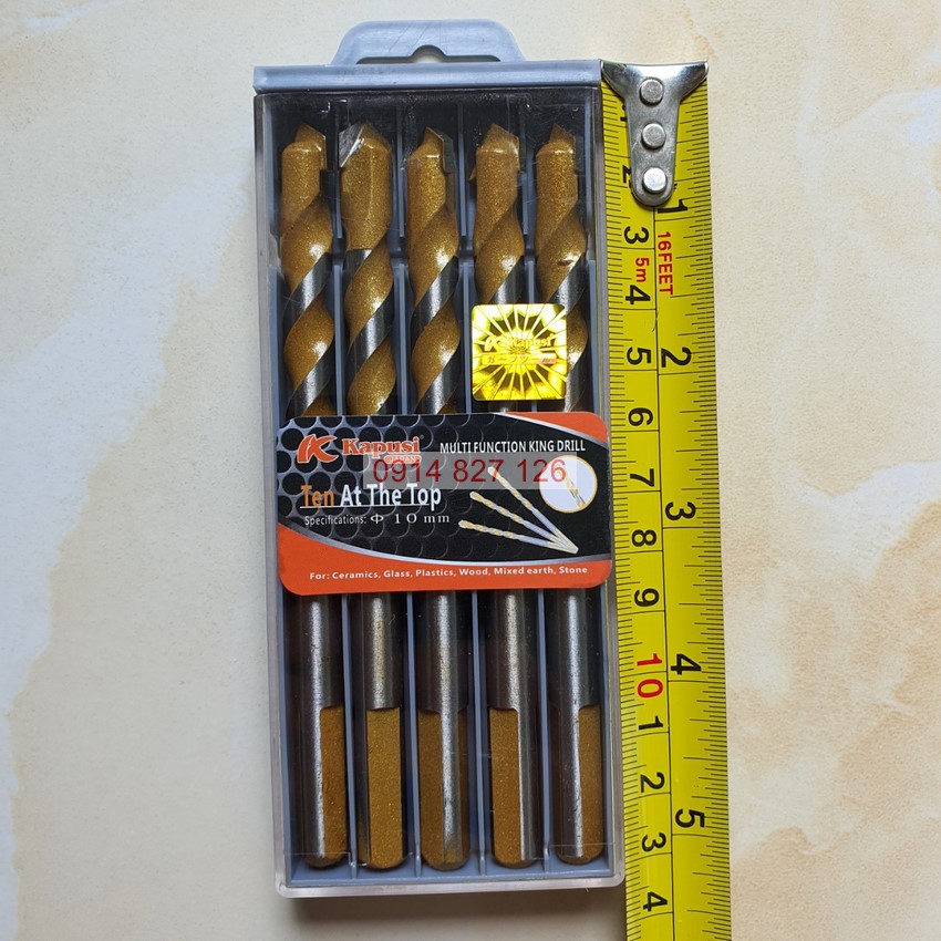 Hộp mũi khoan đa năng KAPUSI màu vàng 2 cạnh phi 6mm, dài 10mm