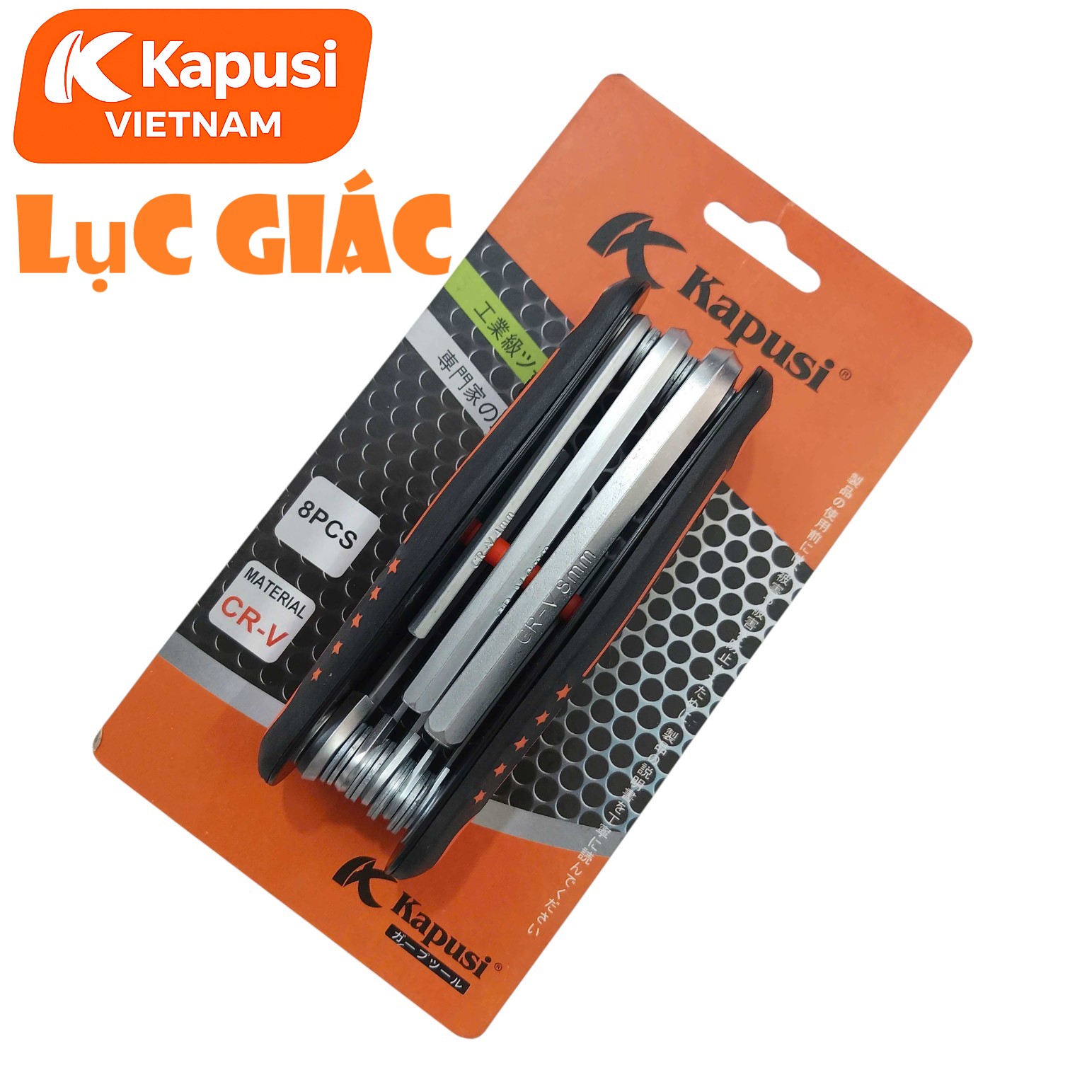 Bộ Lục Giác Xếp Hệ Mét 1.5-8mm Kapusi K-7980 - Dụng Cụ Vặn Lục Giác Đa Năng Thân Bọc Cao Su Chống Trượt Cao Cấp, BH 12T