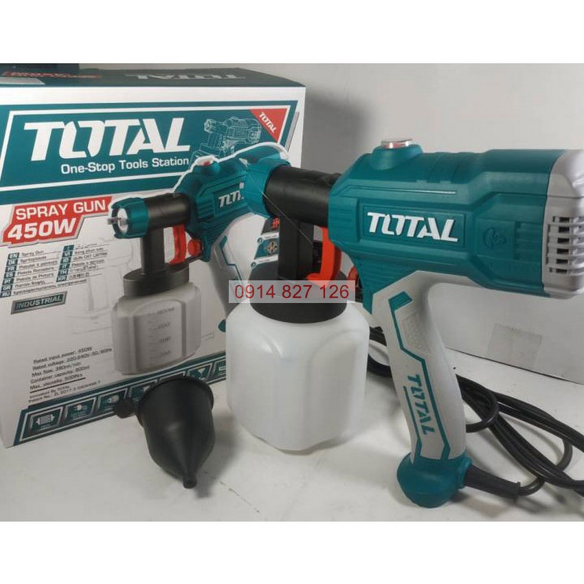 Máy phun sơn dùng điện TOTAL TT3506 220-240V~50/60Hz, Công suất 450W, 380ml / phút, 800ml