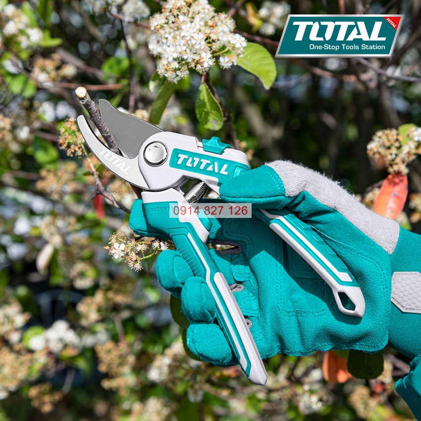Kéo cắt tỉa cây TOTAL THT0601 dài 220mm, tay cầm cán cao su, lưỡi thép carbon siêu bén