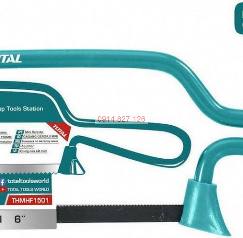 Khung cưa sắt mini TOTAL THMHF1501 chất liệu cao cấp cứng cáp tốt, lưỡi cưa 24 TPI