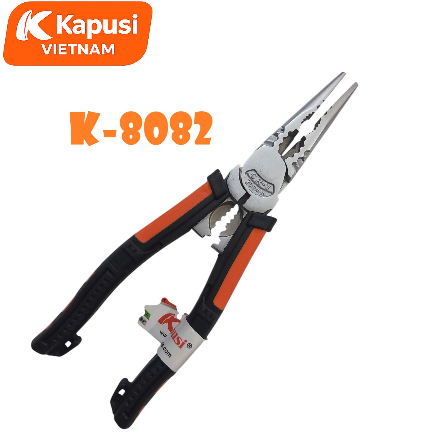 Kềm Nhọn Đa Năng Kapusi K-8082 - Kìm Mỏ Nhọn Cắt Tuốt Dây Thép CR-V 8 Inch Cao Cấp, BH 12 tháng