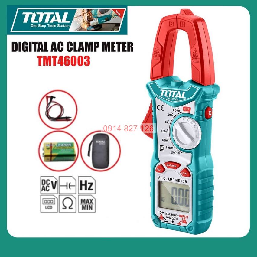 Kềm đo AC kỹ thuật số TOTAL TMT46003 ứng dụng cao Thiết bị điện vạn năng 6000 số đếm