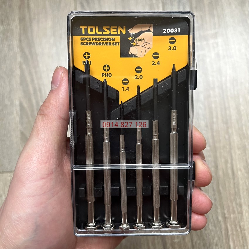 Bộ Tua Vít Đa Năng hãng TOLSEN 6 cỡ chi tiết chuyên sửa điện thoại, laptop, đồ điện