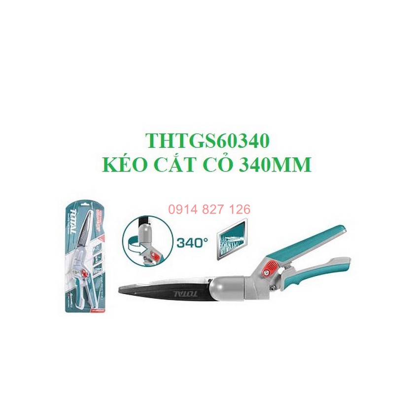 Kéo cắt cỏ TOTAL THTGS60340 kéo làm vườn chiều dài 340mm, lưỡi 180mm, Chịu nhiệt