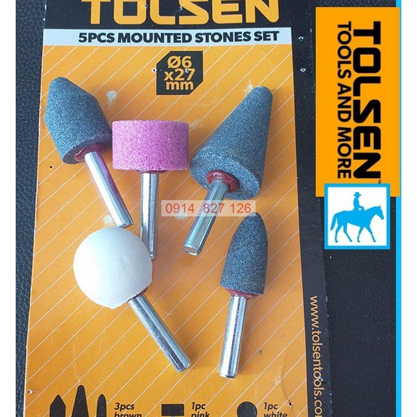 Bộ 5 mũi đá mài TOLSEN 77110, Chất liệu đá có khả năng chống biến dạng