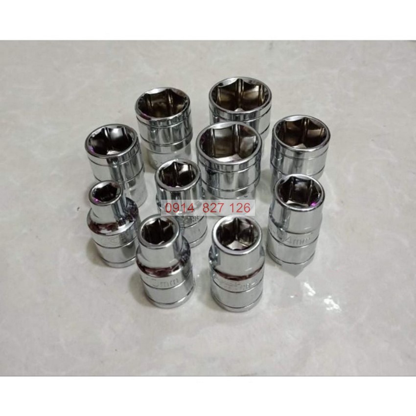 Bộ tuýp khẩu trắng ngắn KAPUSI Nhật Bản hệ 1/2 inch,14-18 cỡ từ 8-32mm, thép CR-V