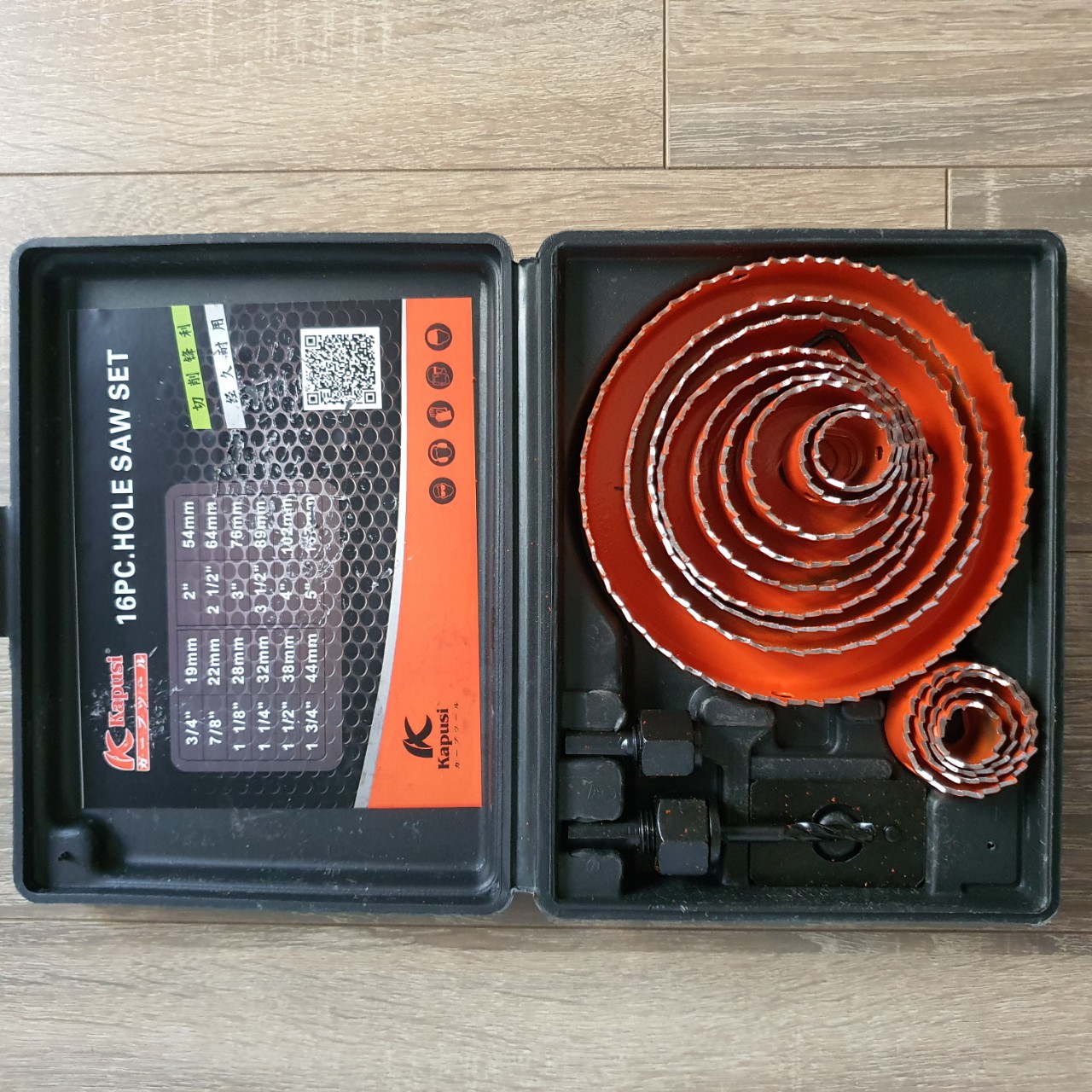 Bộ mũi khoan khoét lỗ thạch cao, lỗ gỗ hãng Kapusi 8chi tiết (K-3681) và 16chi tiết (K-3683)