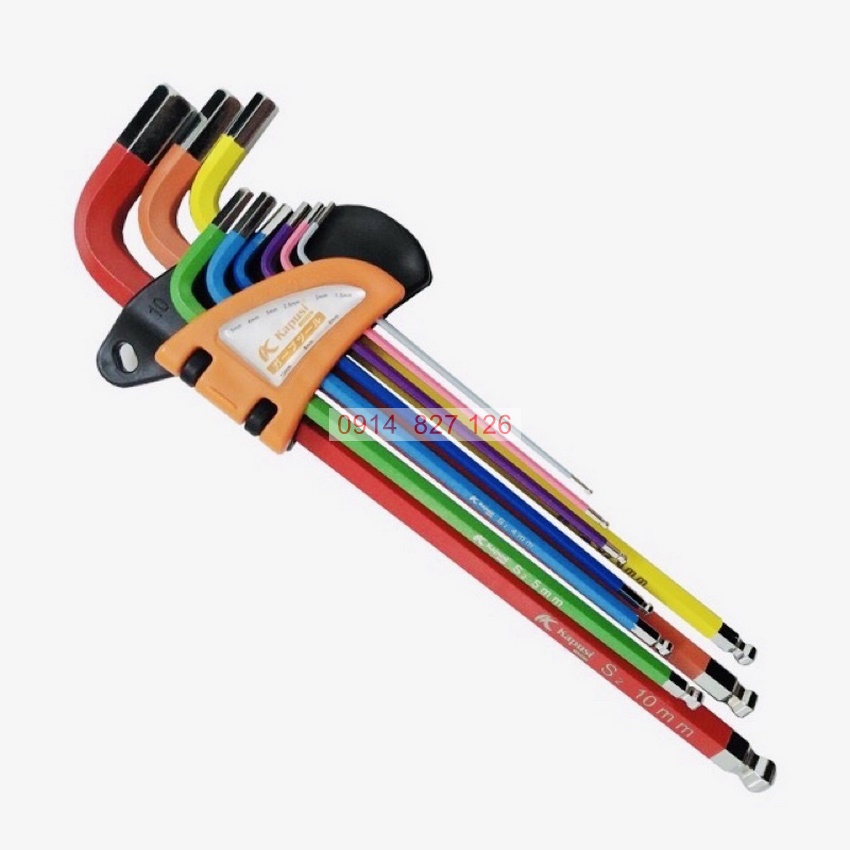 Bộ lục giác bi 7 màu KAPUSI K-0197, 9 cây chữ L từ 1.5-10mm