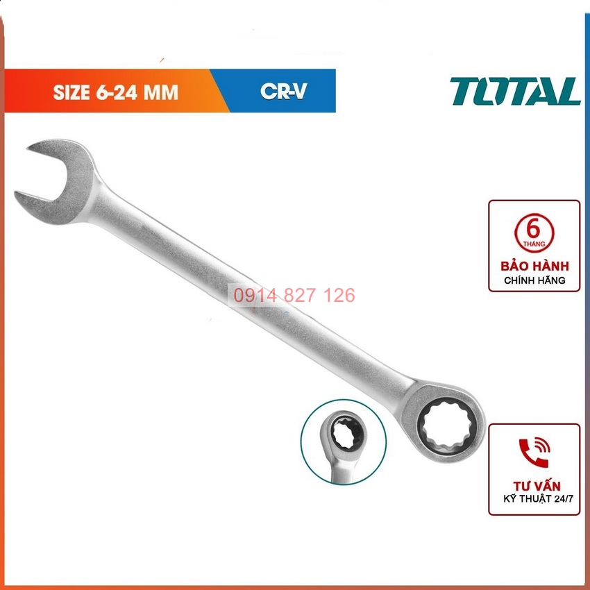 Bộ cờ lê vòng miệng gồm 12 chi tiết cỡ từ 6-32mm TOTAL THT1022122