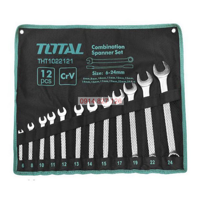 Bộ cờ lê vòng miệng gồm 12 chi tiết cỡ từ 6-24mm TOTAL THT1022121