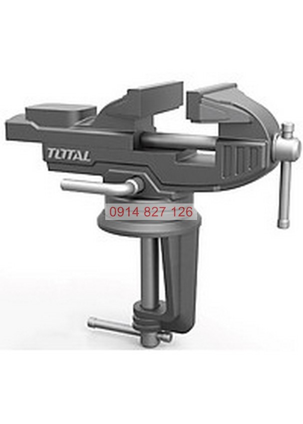 Ê tô kẹp bàn mâm xoay TOTAL, ê tô kẹp cơ khí, lực kẹp 1000-2500kg