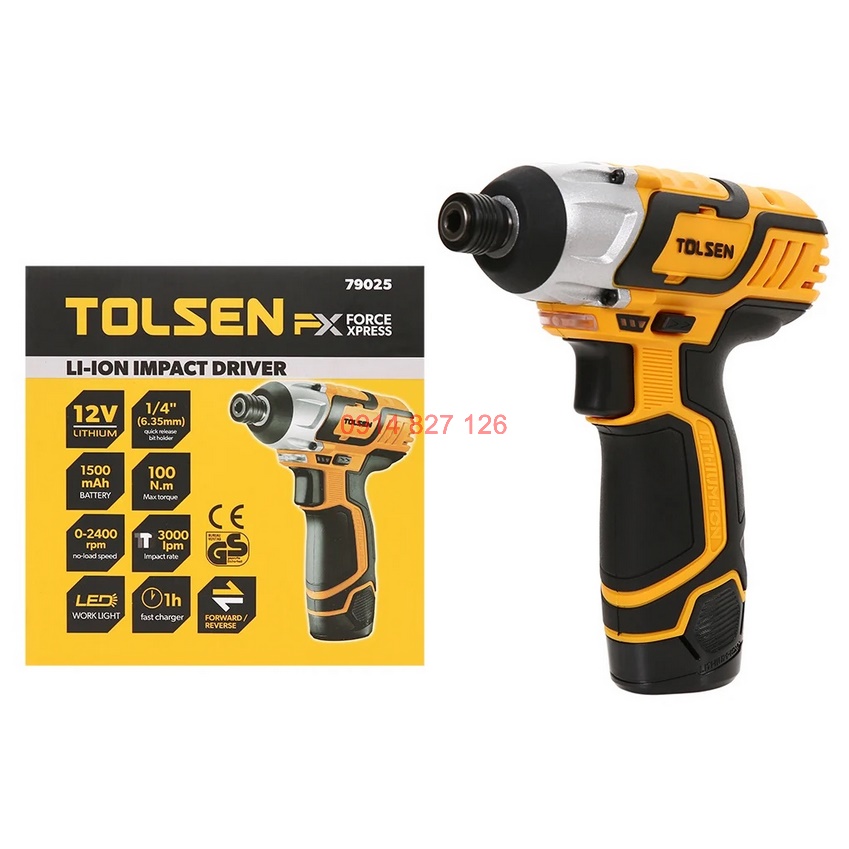 Máy bắt vít TOLSEN 79037 12V nhỏ gọn tốc độ khỏe 2.800 vòng và 100Nm momen xoắn