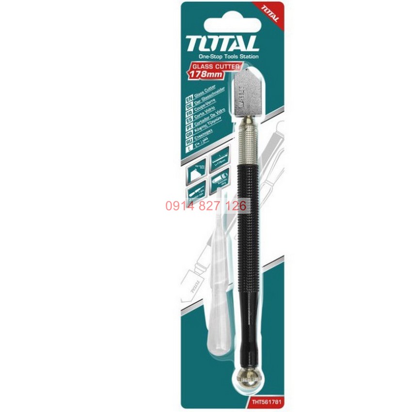 Dao cắt kính TOTAL THT561781 178mm, Bút cắt kính hợp kim cao cấp chống rỉ sét