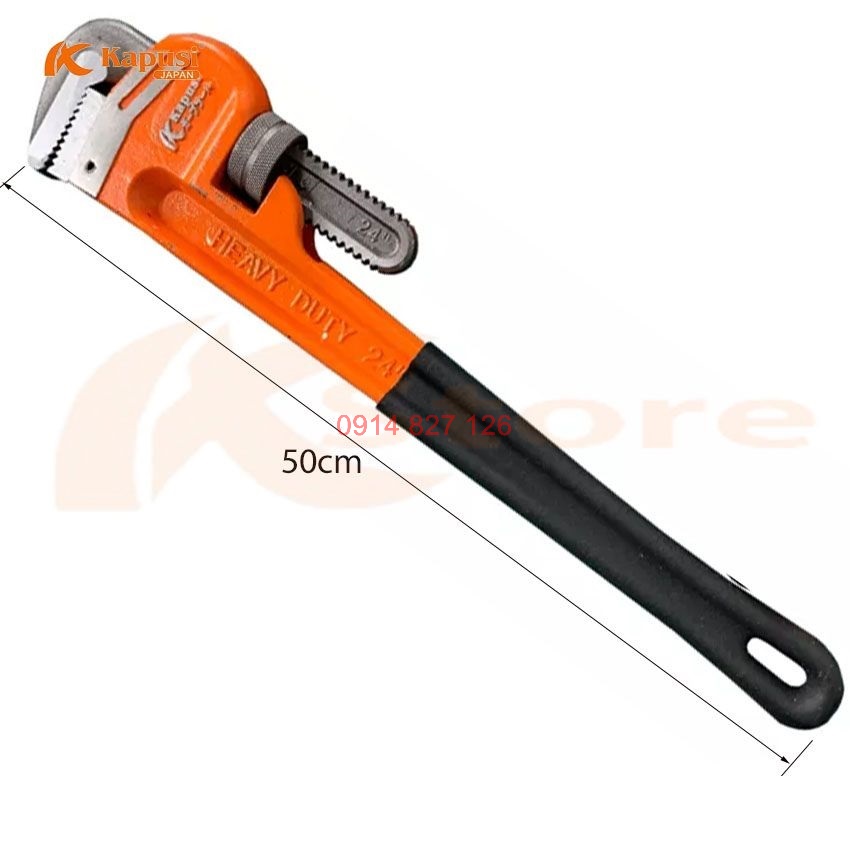 Mỏ lết răng sửa ông nước Kapusi, cỡ từ 12-14-18-24inch, thép CR-V, BH 12 tháng, Kìm nước cao cấp diy-vietnam