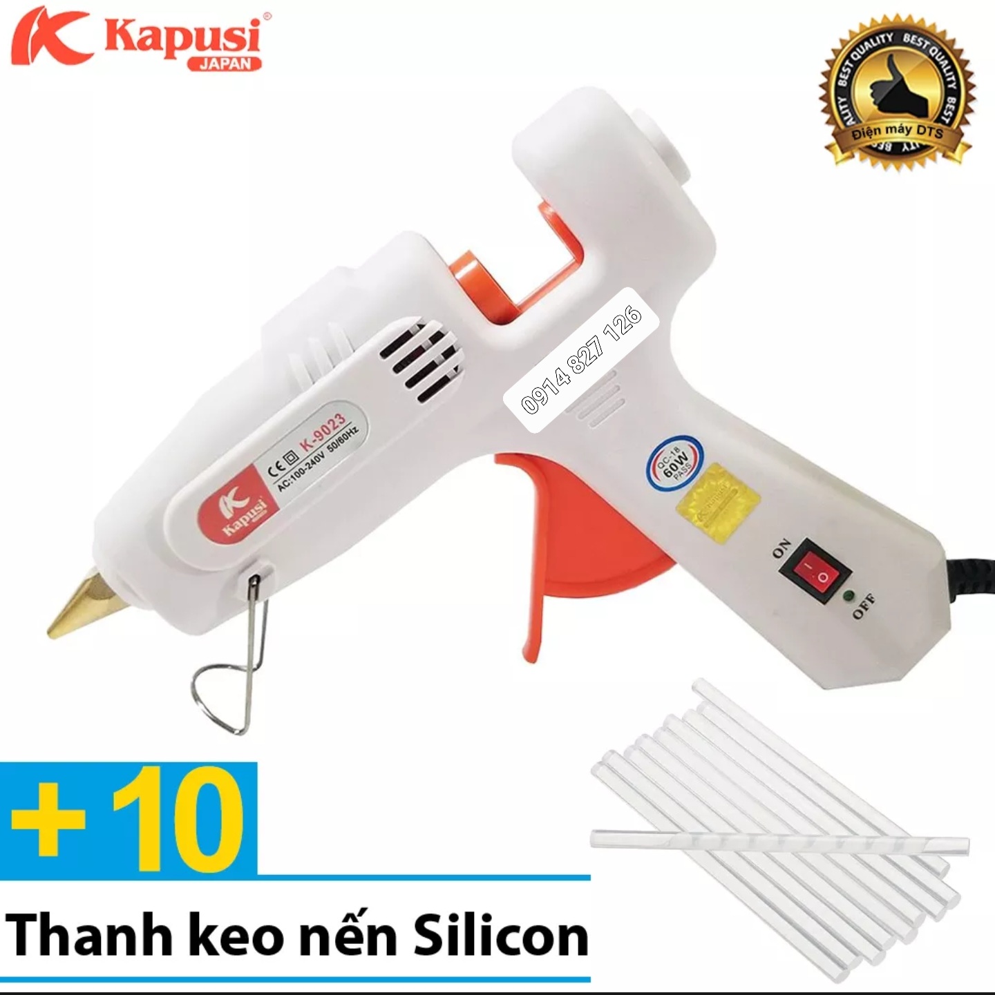 Dụng cụ bắn keo nến silicon cầm tay 20W - 60W Kapusi JAPAN, Có bán kèm keo nến (Máy bắn keo nến) Model: K-9027 và K-9023