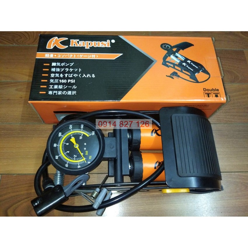 Bơm đạp chân 2 ống nén khí K-3036 KAPUSI 2 Pitton, công suất 15kg/cm3, đa năng