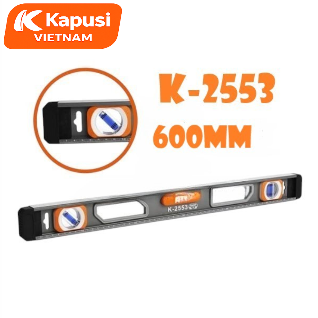 THƯỚC THỦY CAO CẤP CÓ TAY HÍT 600mm KAPUSI K-2553 – NHÔM ĐÚC, NAM CHÂM NEODYMIUM, ĐO NGANG DỌC NGHIÊNG, BH 12 tháng