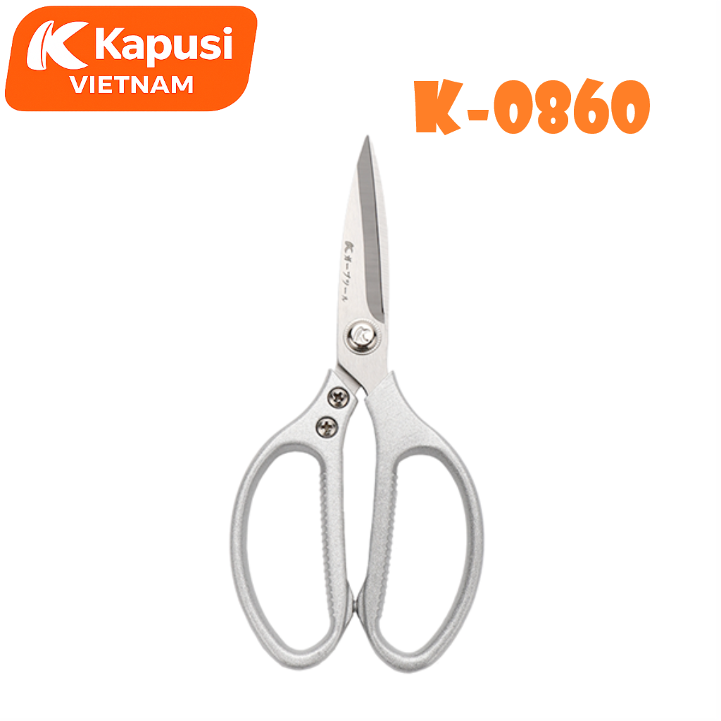 Kéo Bếp Cán Bạc Kapusi K-0860 215mm – Lưỡi Thép SK5 Sắc Bén, Tay Cầm Hợp Kim Nhôm Cao Cấp, Bh 12 tháng