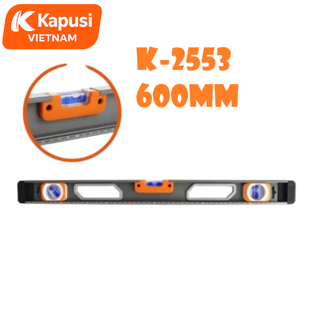 THƯỚC THỦY CAO CẤP CÓ TAY HÍT 600mm KAPUSI K-2553 – NHÔM ĐÚC, NAM CHÂM NEODYMIUM, ĐO NGANG DỌC NGHIÊNG, BH 12 tháng