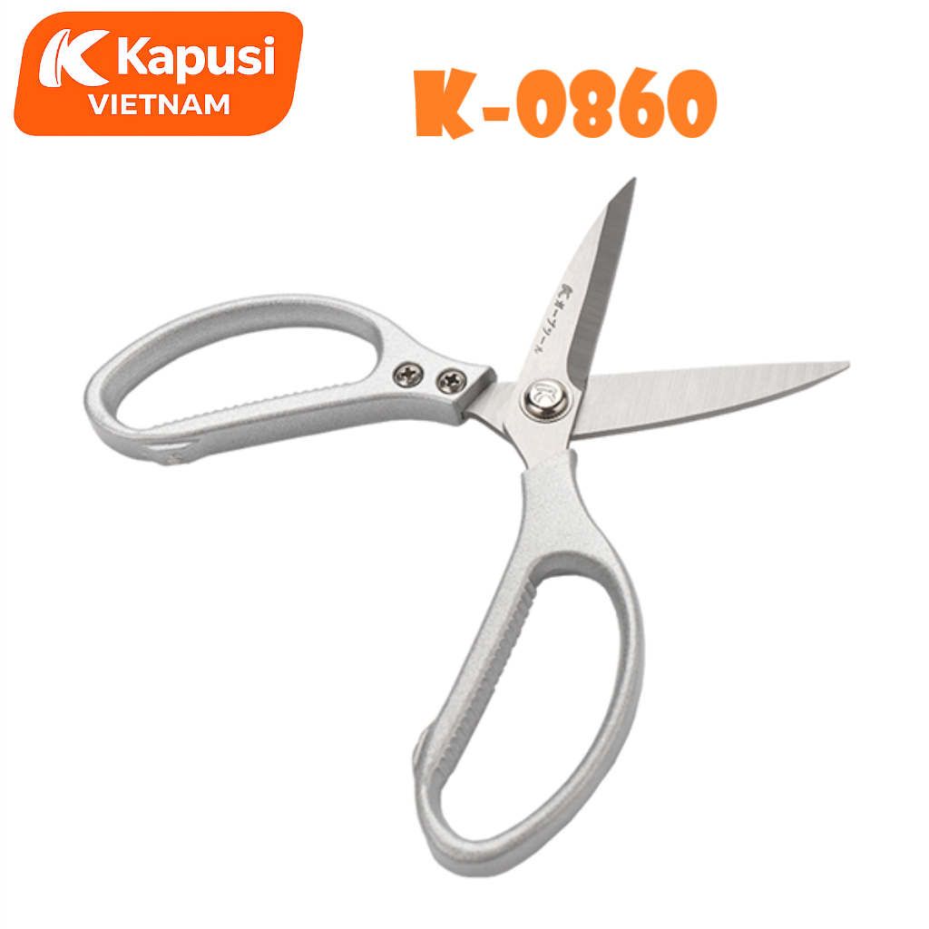 Kéo Bếp Cán Bạc Kapusi K-0860 215mm – Lưỡi Thép SK5 Sắc Bén, Tay Cầm Hợp Kim Nhôm Cao Cấp, Bh 12 tháng