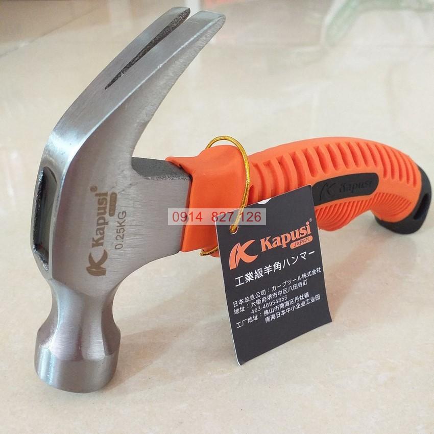 Búa nhổ đinh sừng dê KAPUSI K-0375 dạng lùn chiều dài 15cm, đầu búa nặng 250gr