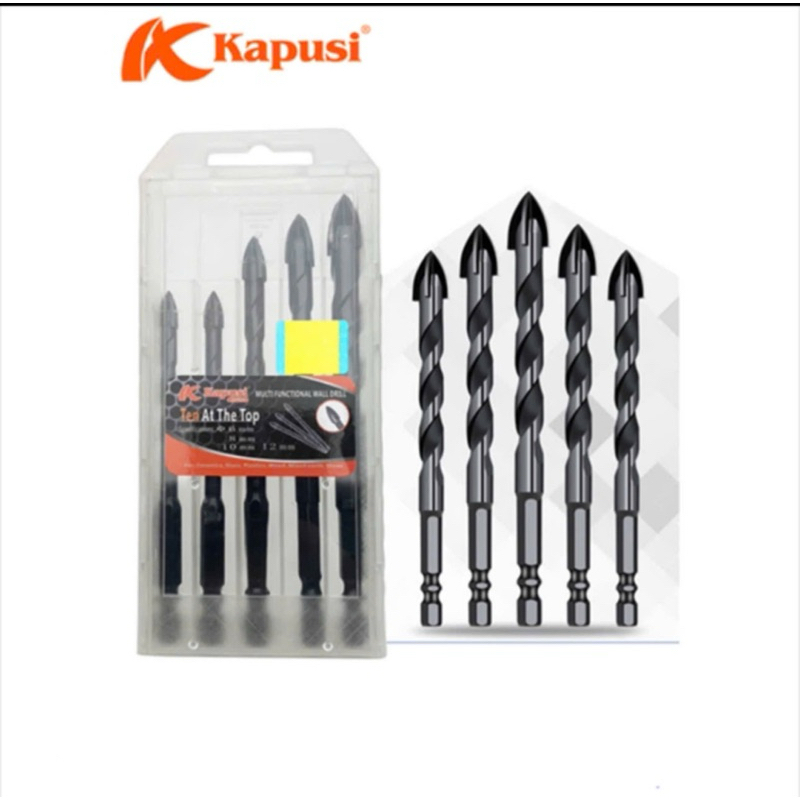 Hộp 5 mũi khoan đa năng hãng Kapusi Nhật Bản chuôi lục giác cỡ 6,8,10,12mm, có tem chống hàng giả