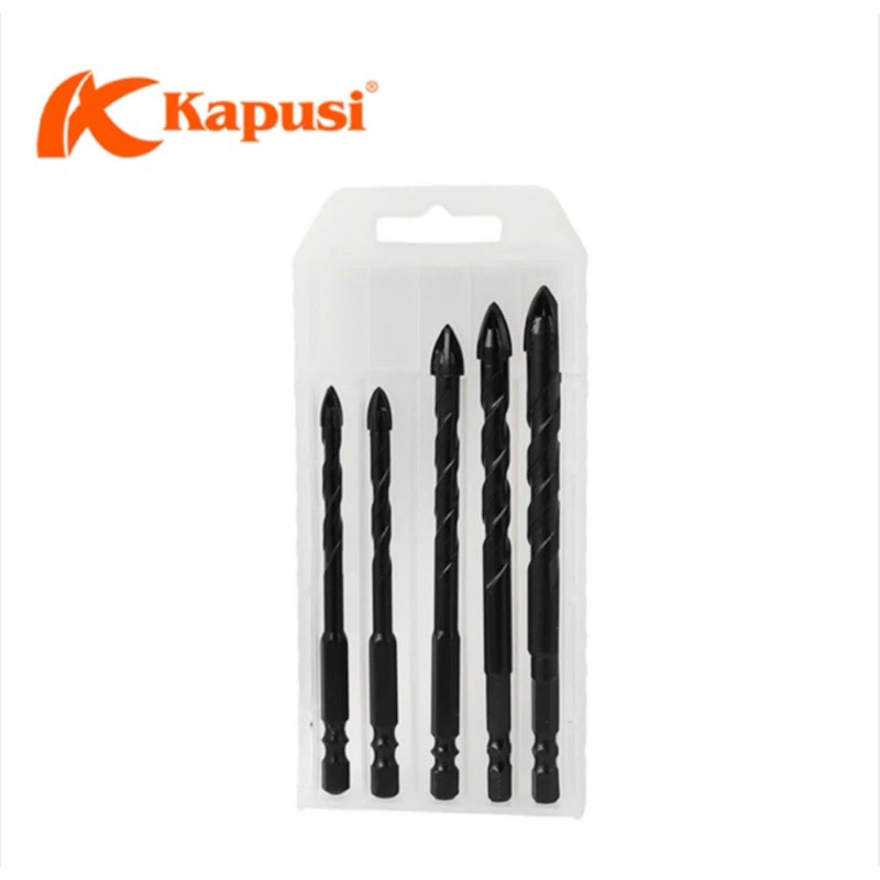 Hộp 5 mũi khoan đa năng hãng Kapusi Nhật Bản chuôi lục giác cỡ 6,8,10,12mm, có tem chống hàng giả
