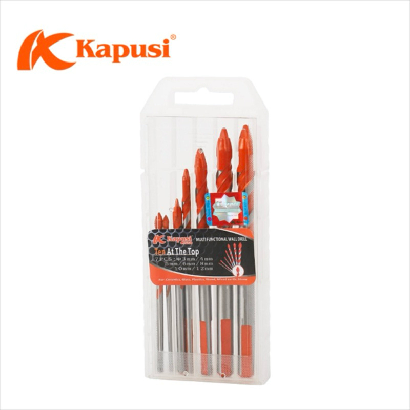 Hộp 7 mũi khoan đa năng Kapusi Nhật Bản các gồm các cỡ 3, 4, 5, 6, 8, 10, 12mm