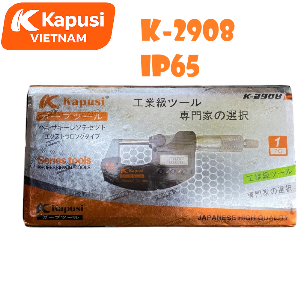 Thước Kẹp Cơ PANME Kapusi K-2908 và K-2909 ĐỘ CHIA 0.001MM, chất liệu thép cứng, trang bị màn hình LCD, Bh 12 tháng
