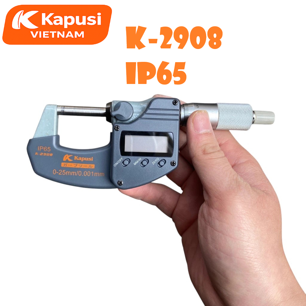 Thước Kẹp Cơ PANME Kapusi K-2908 và K-2909 ĐỘ CHIA 0.001MM, chất liệu thép cứng, trang bị màn hình LCD, Bh 12 tháng