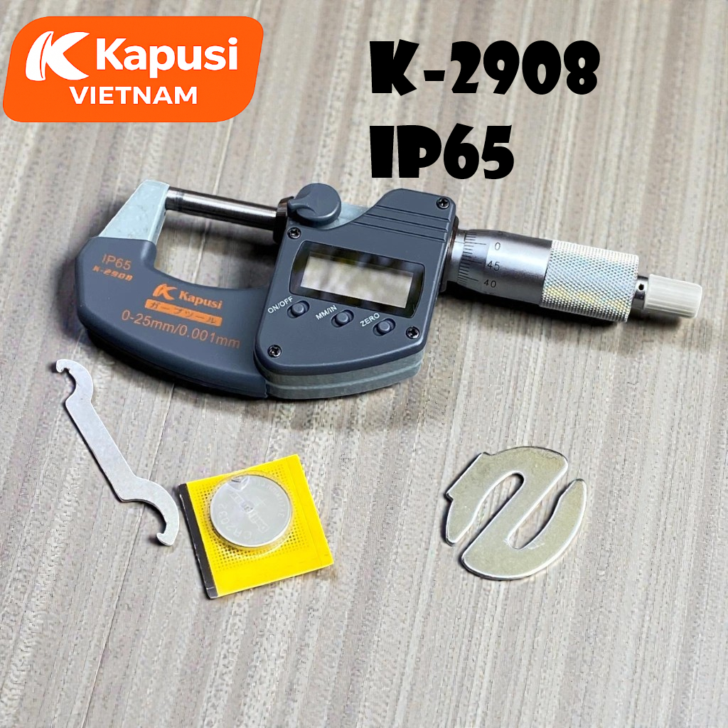 Thước Kẹp Cơ PANME Kapusi K-2908 và K-2909 ĐỘ CHIA 0.001MM, chất liệu thép cứng, trang bị màn hình LCD, Bh 12 tháng