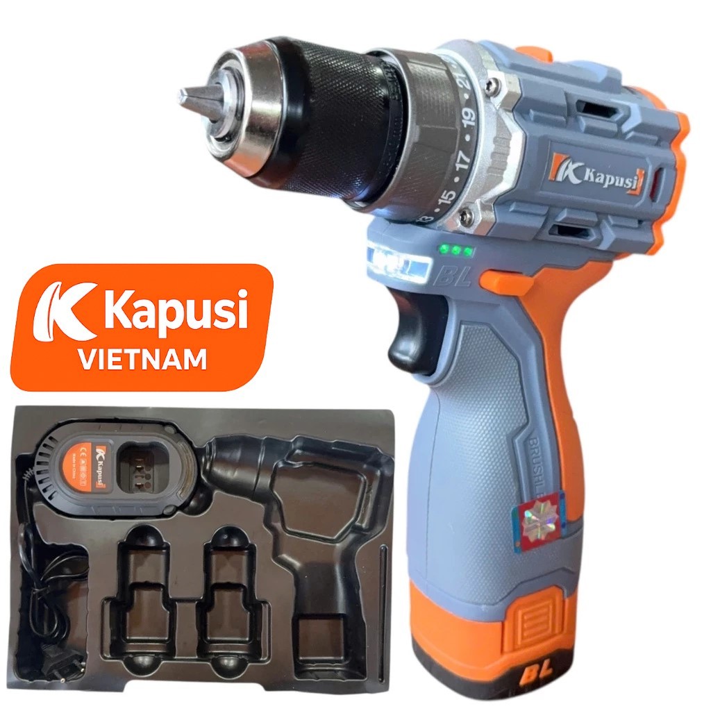 Máy Khoan Pin 16V Kapusi K-6875, K-6874 – Lực Siết 55Nm, Động Cơ Không Chổi Than, Chân Pin Phổ Thông, Bh 12 tháng