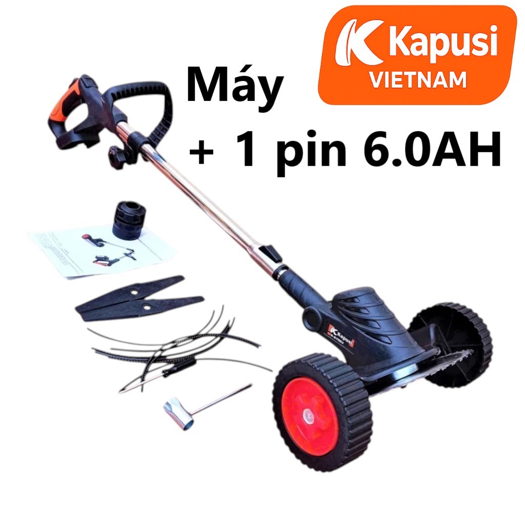 Máy Cắt Cỏ Pin Kapusi K-67003 Không Chổi Than – Dùng Pin 21V, Trang bị khóa an toàn, Đa Phụ Kiện, Gọn Nhẹ, Bh 12 tháng